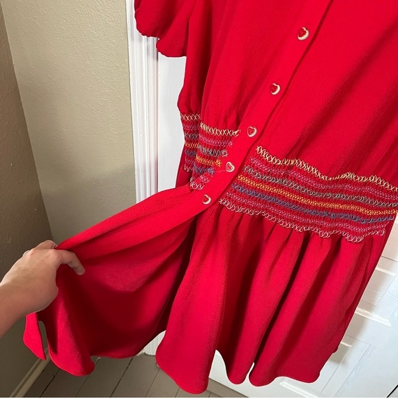 Smak Parlour Rainbow Smocked Tunic Blouse Red Plus Size 4X K - Picture 5 of 10